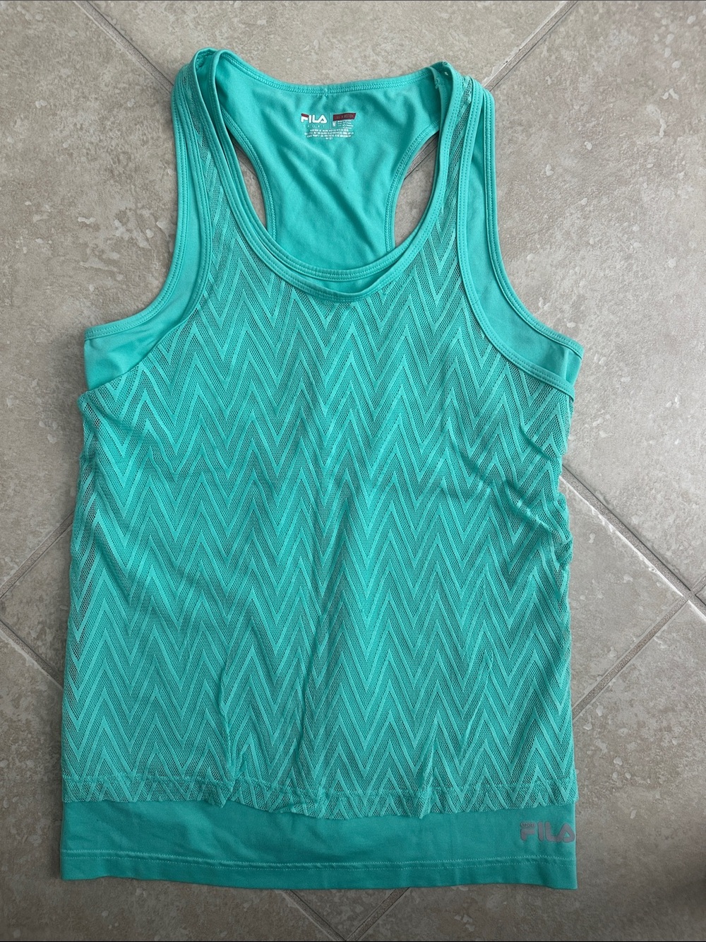 Fila Teal Chevron Mesh Racerback Tank Top